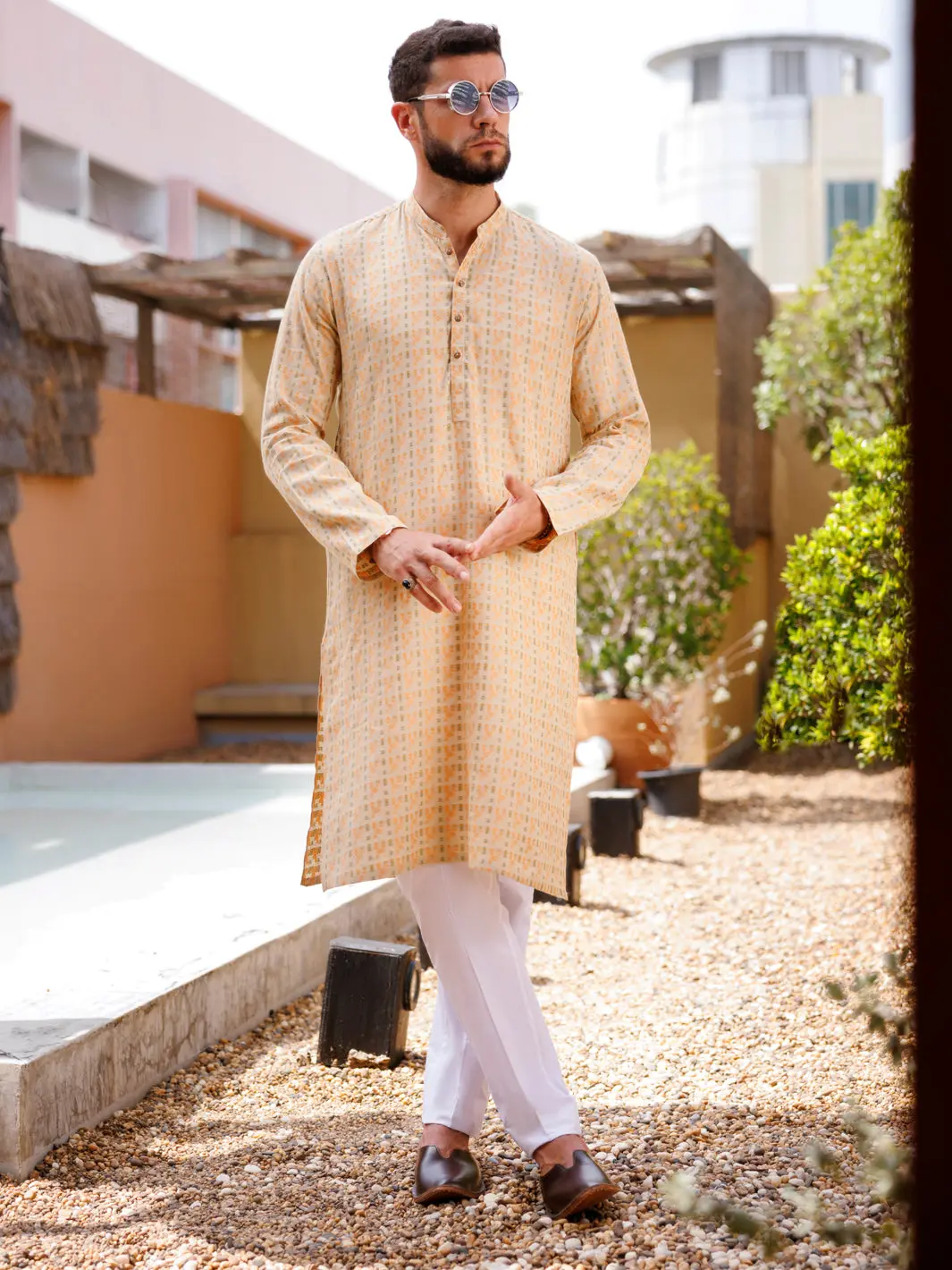 Beige Cotton Kurta - Al-K-1235C 1