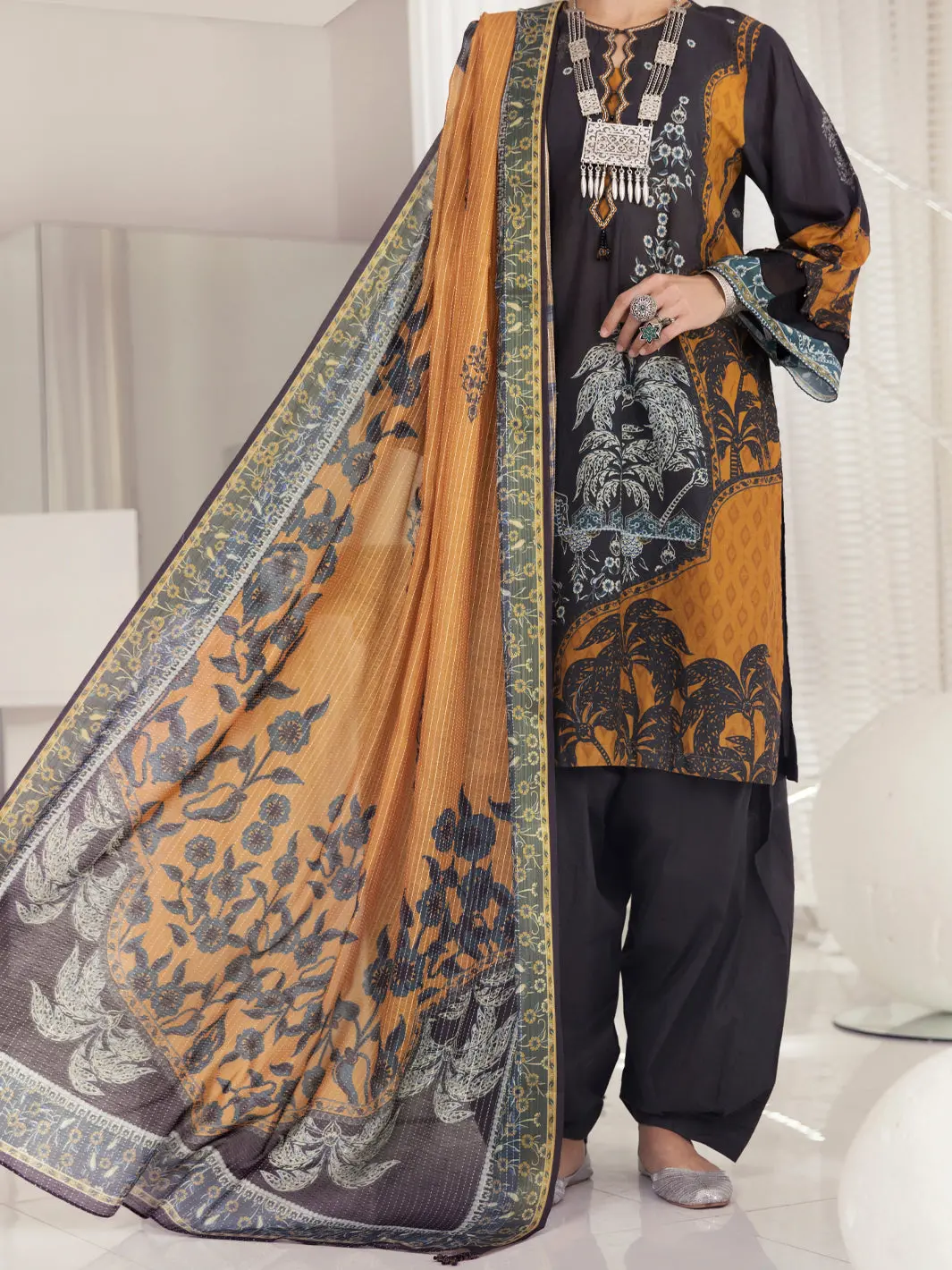Dark Grey Lawn 3Pc Stitched - Alp-3Ps-1236 1