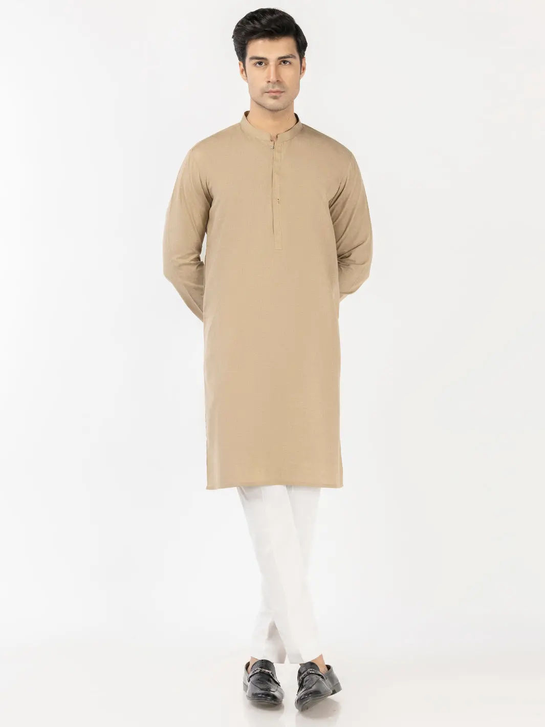 Fawn Blended Kurta - Al-K-1241 1