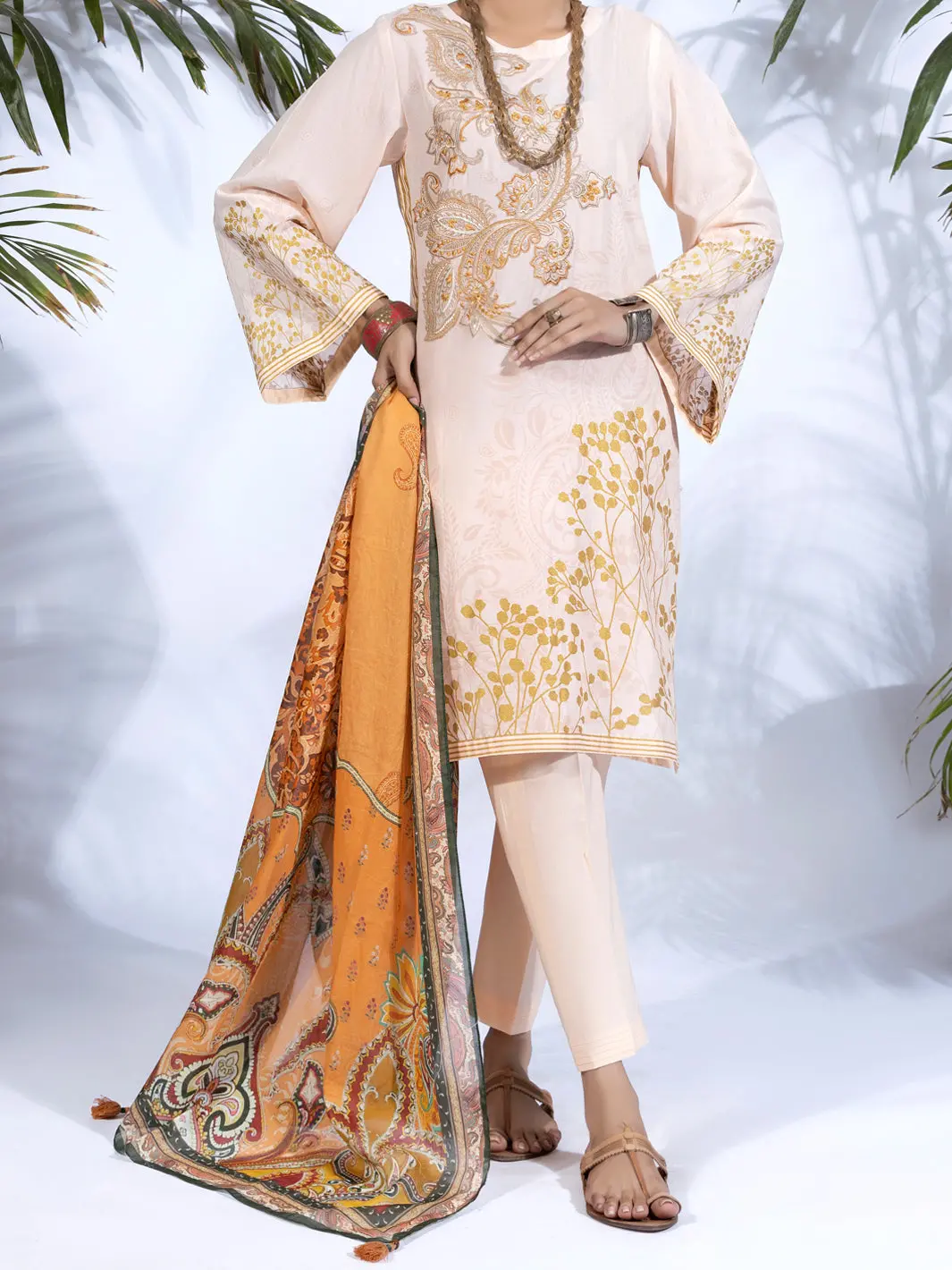 Peach Lawn 3Pc Stitched - Alp-3Ps-1245 1