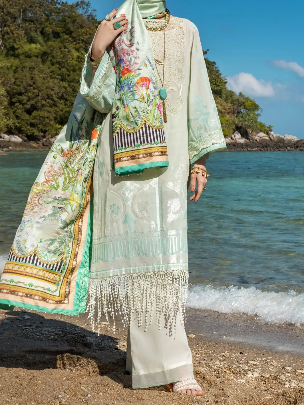 Sage Green Cotton Jacquard 3Pc Unstitched - Alp-3Ps-1252 1