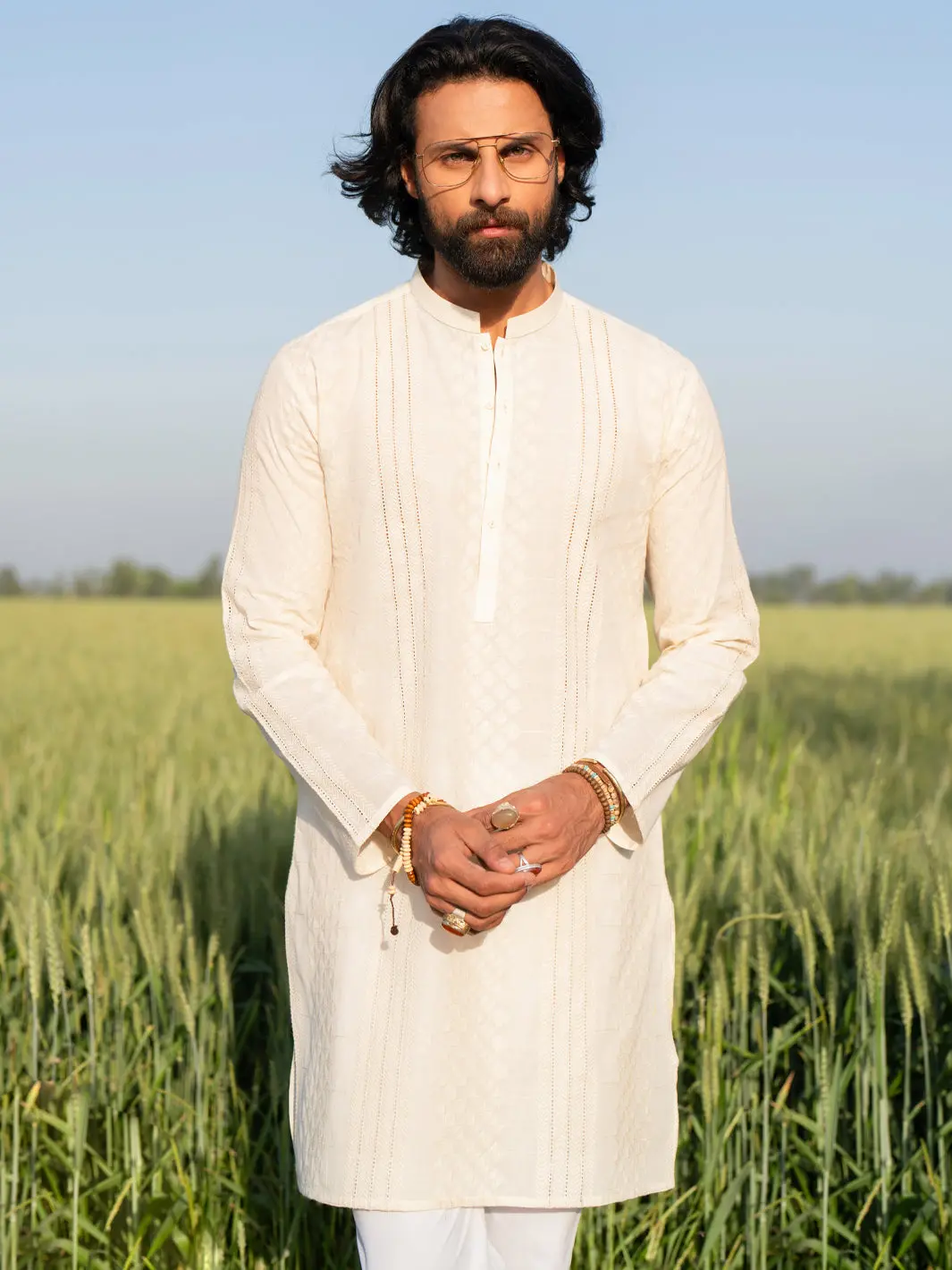 Cream Cotton Kurta - Al-K-1255B 1
