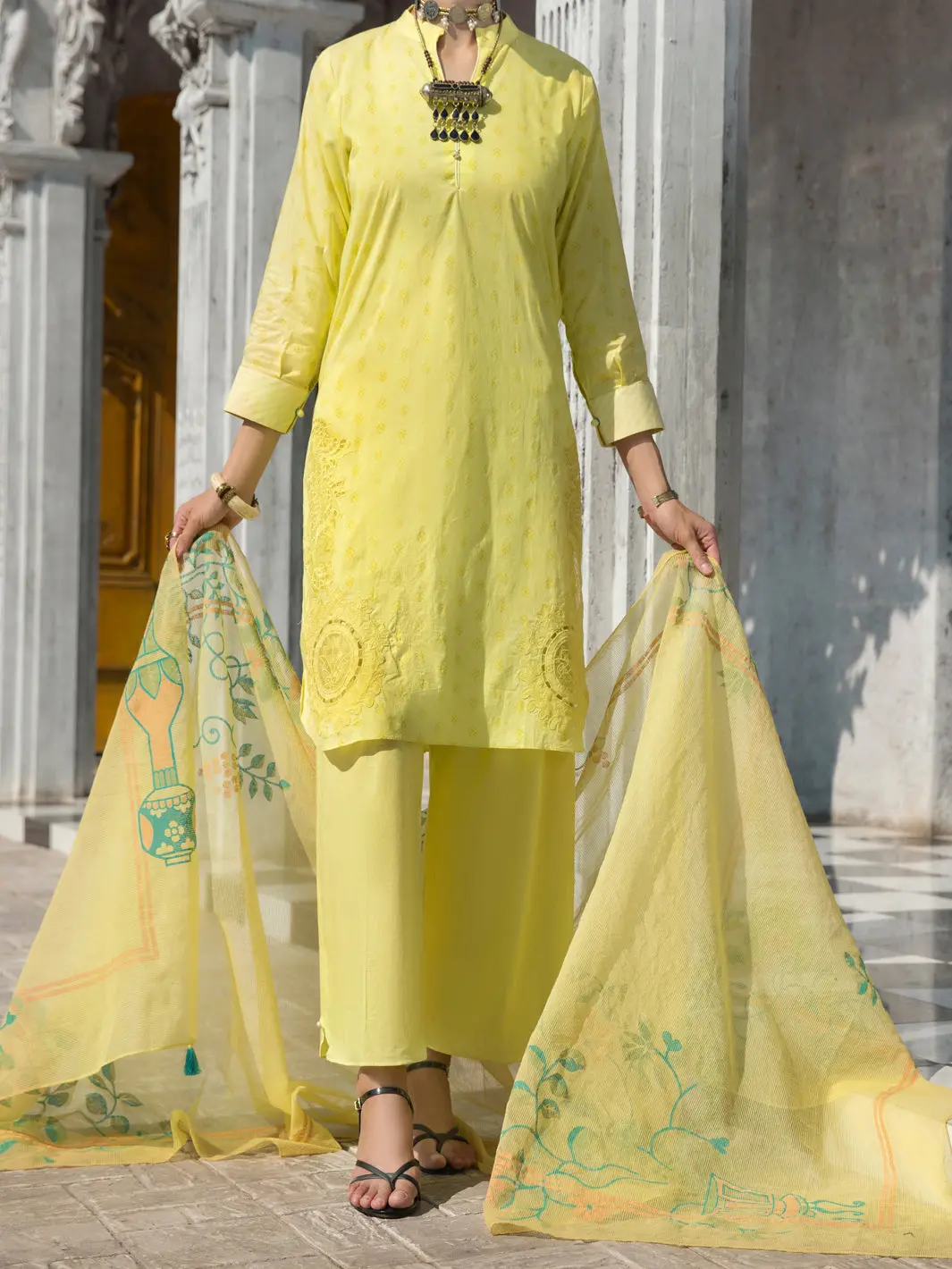 Parrot Green Lawn 3Pc Unstitched - Alp-3Ps-1258 1
