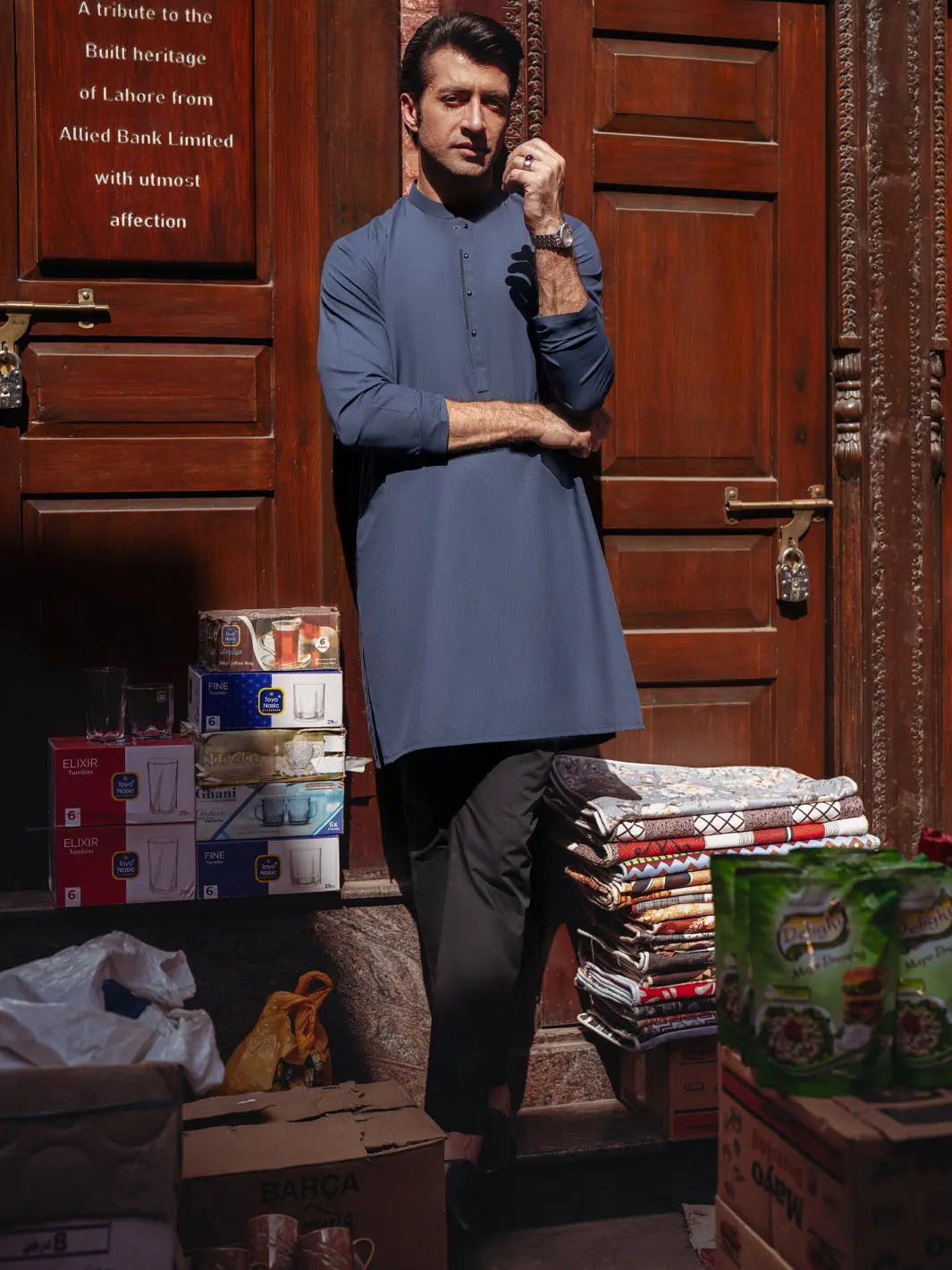 Navy Blue Blended Kurta - Al-K-1263 1