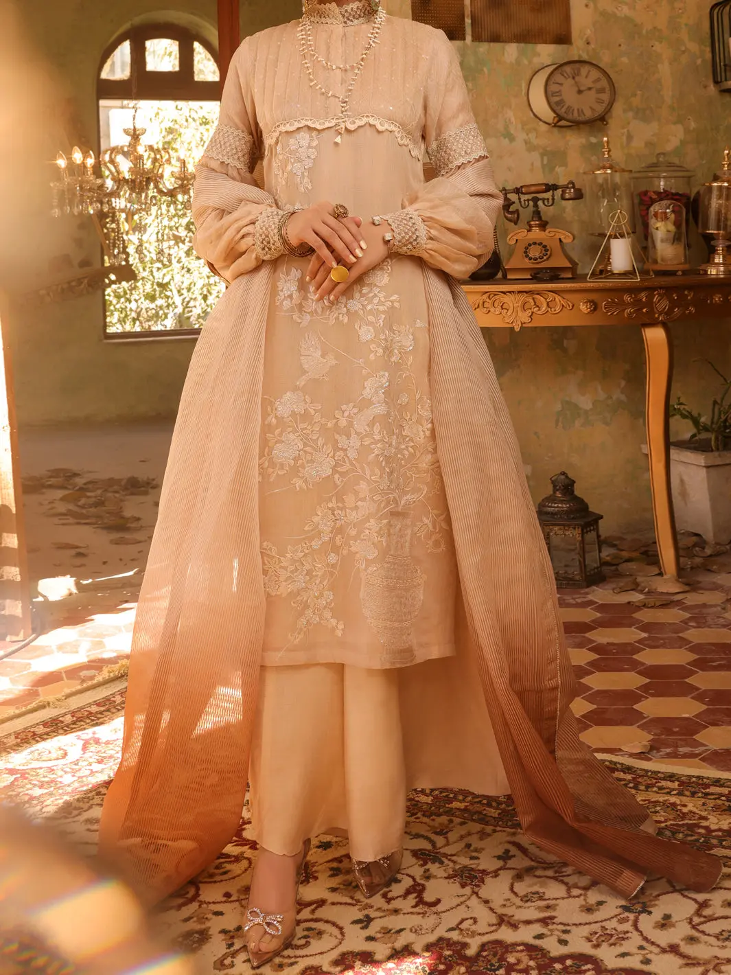 Beige Cotton Mesuri 3Pc Stitched - Alp-3Ps-1290 1