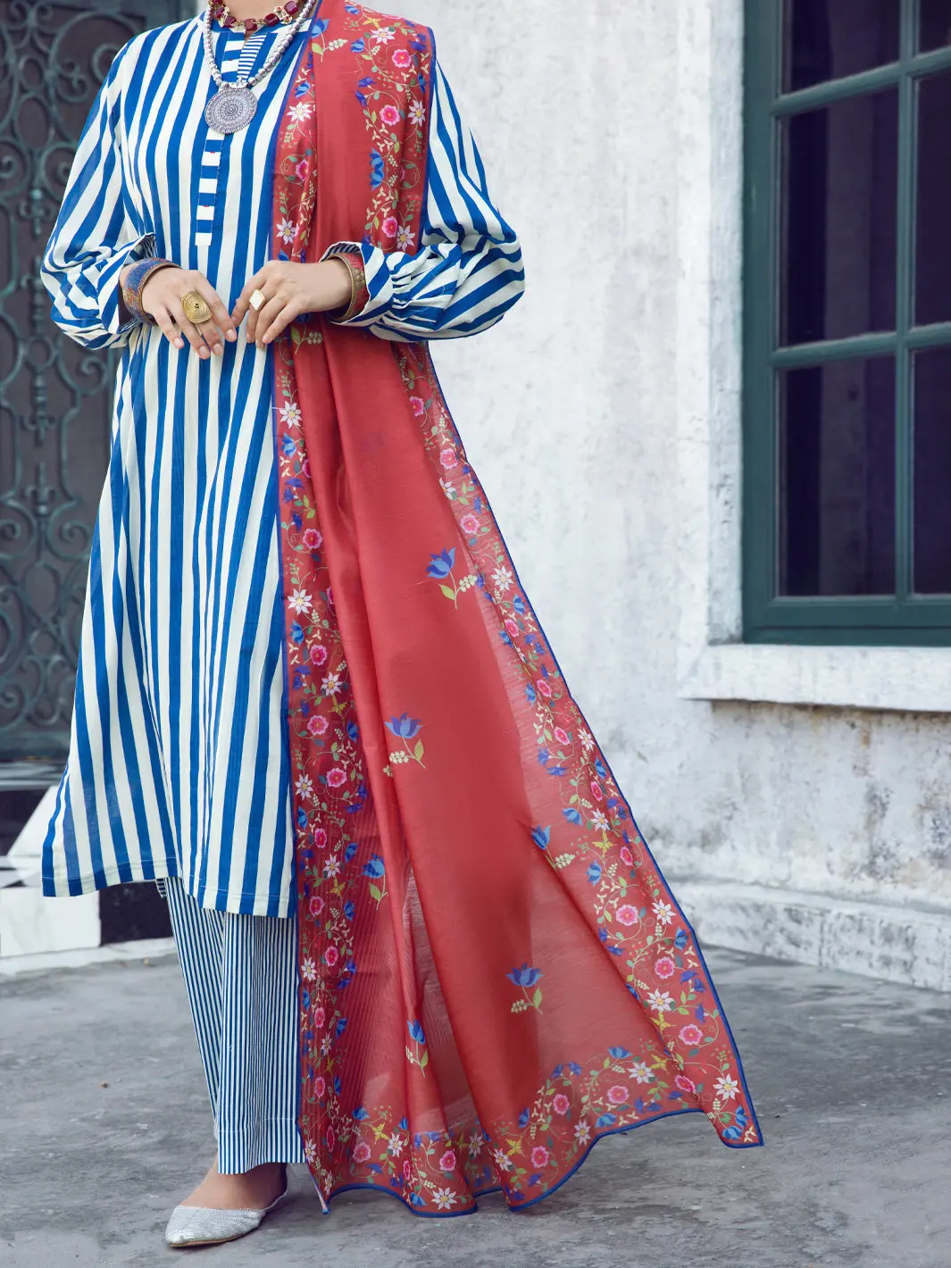 Blue Lawn 3Pc Stitched - Alp-3Ps-1298 1