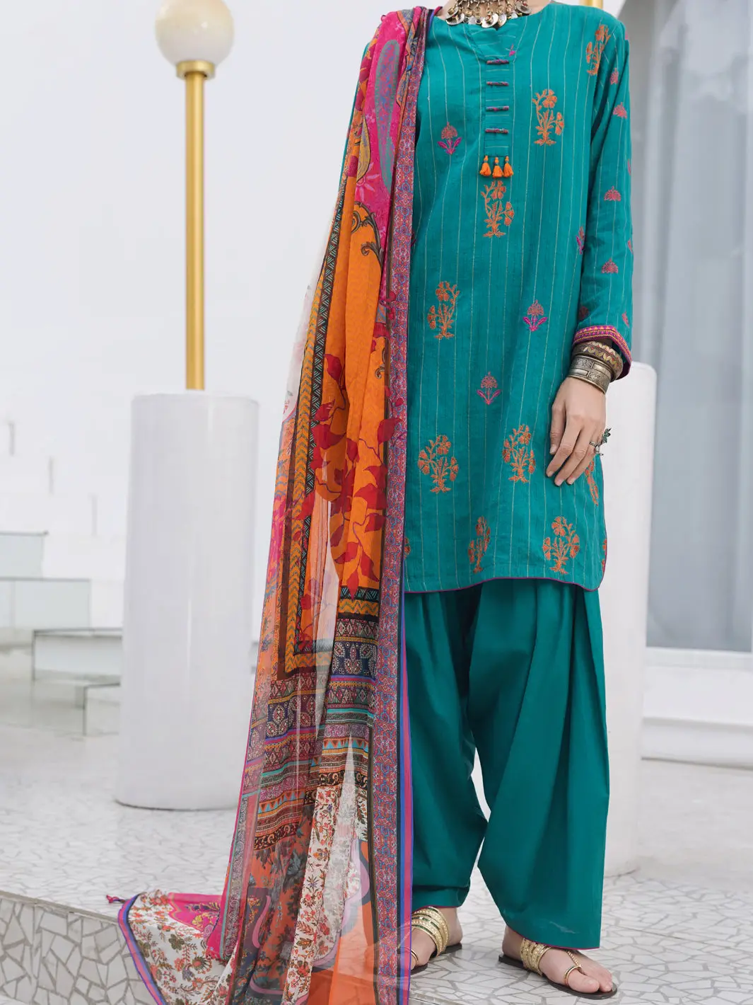 Green Dobby 3Pc Unstitched - Alp-3Ps-1312 1