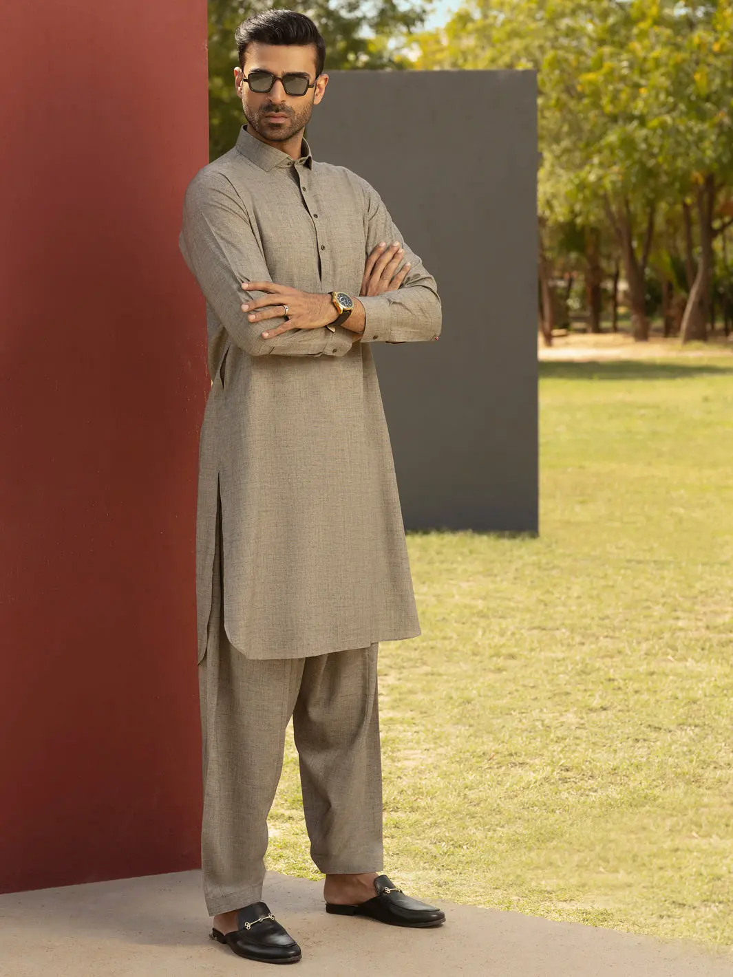 Grey Kameez Shalwar - Alwa-Ks-299 1