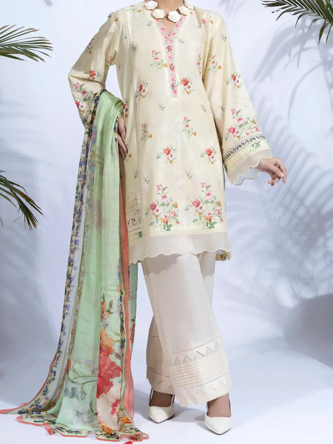 Cream Lawn 2Pc Unstitched - Alp-2Ps-1323 1