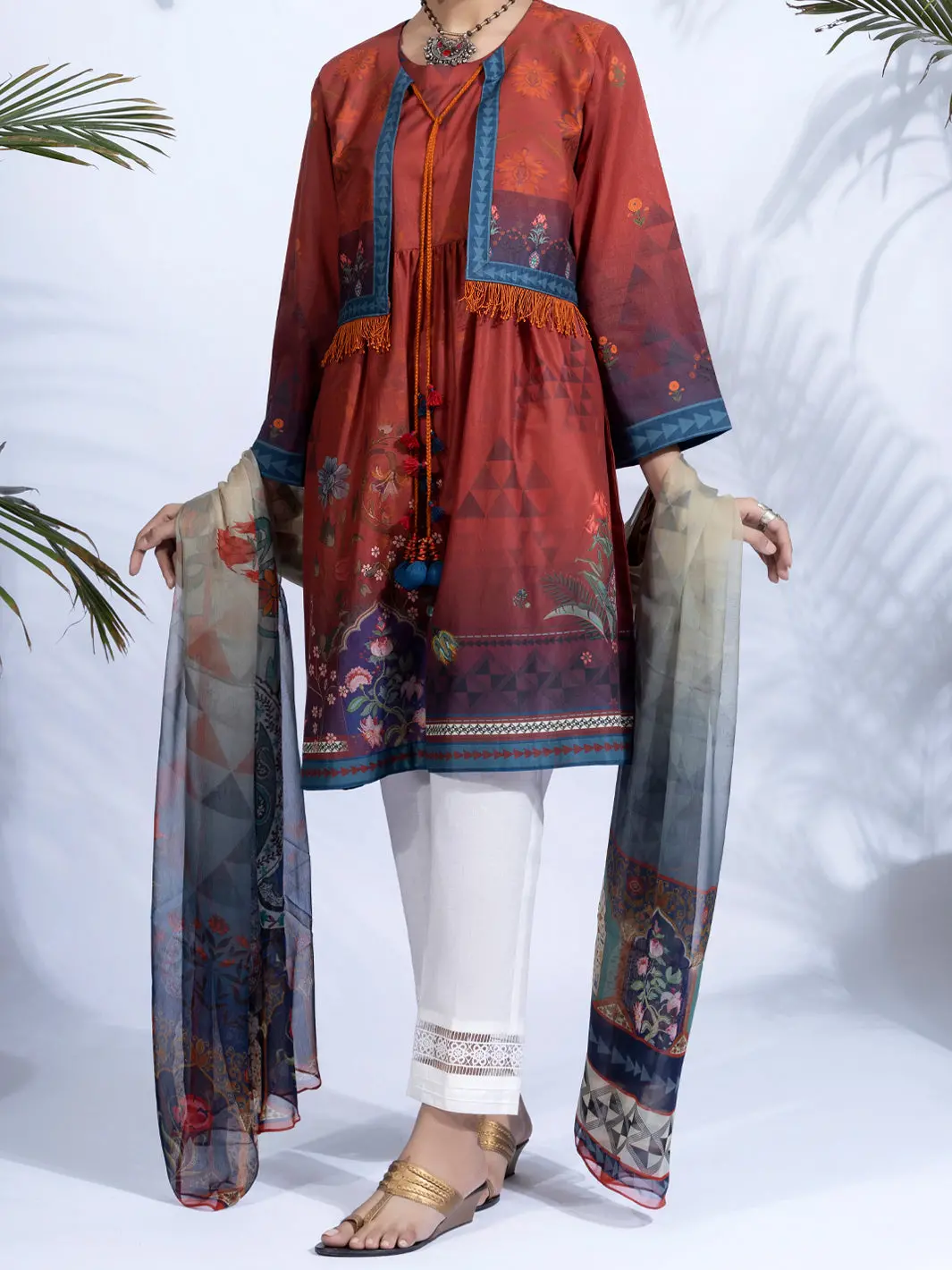 Orange Lawn 2Pc Unstitched - Alp-2Ps-1326 1