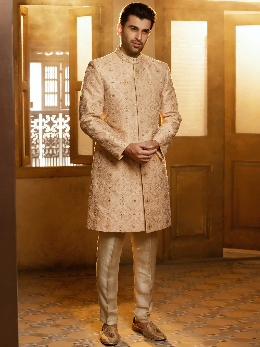Fawn Blended Sherwani - Al-Sw-132 1