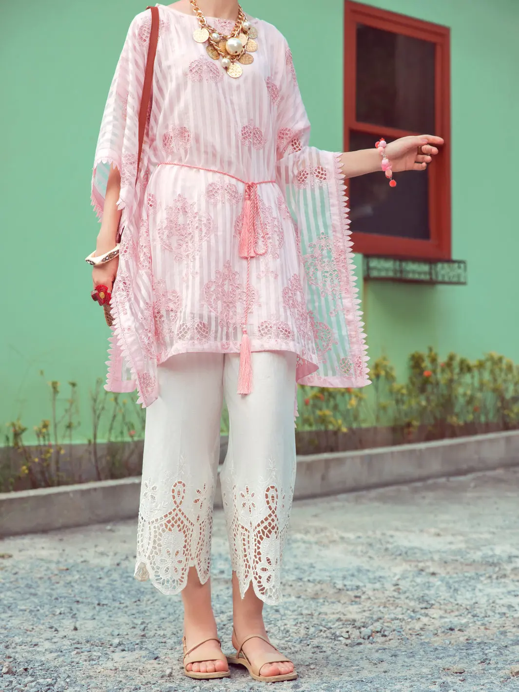 Pink Khaddi Net Tunic - Alp-Lk-1352 1