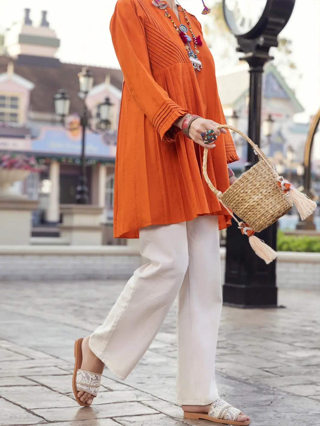 Orange Dobby Tunic - Alp-Lk-1357 1