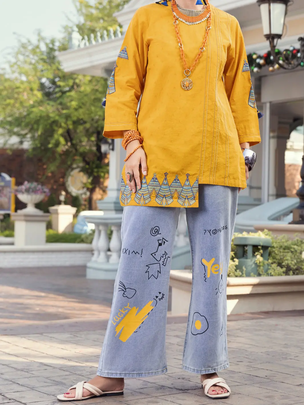 Mustard Dobby Tunic - Alp-Lk-1358 1