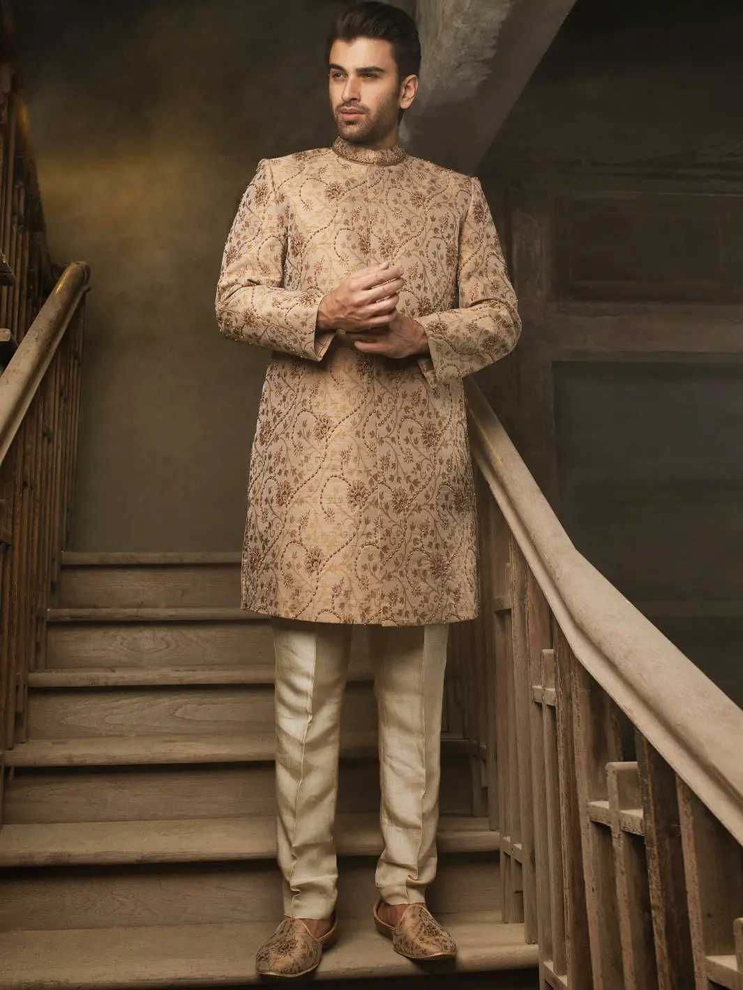Beige Blended Sherwani - Al-Sw-135 1