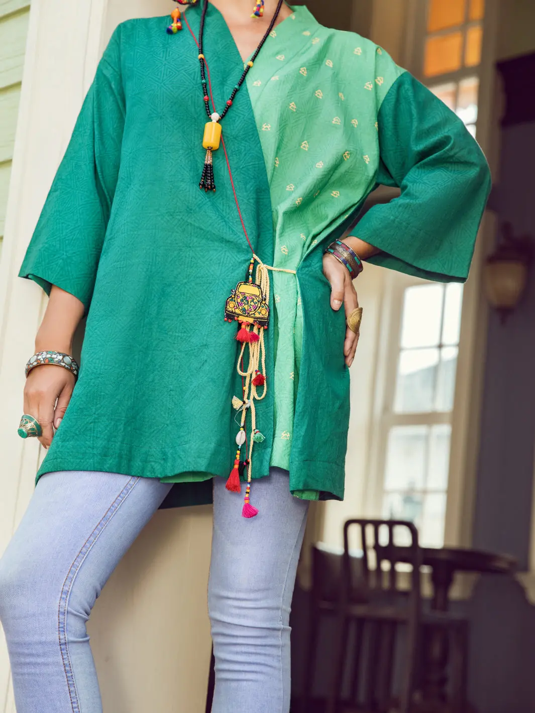 Green Dobby Tunic - Alp-Lk-1362 1