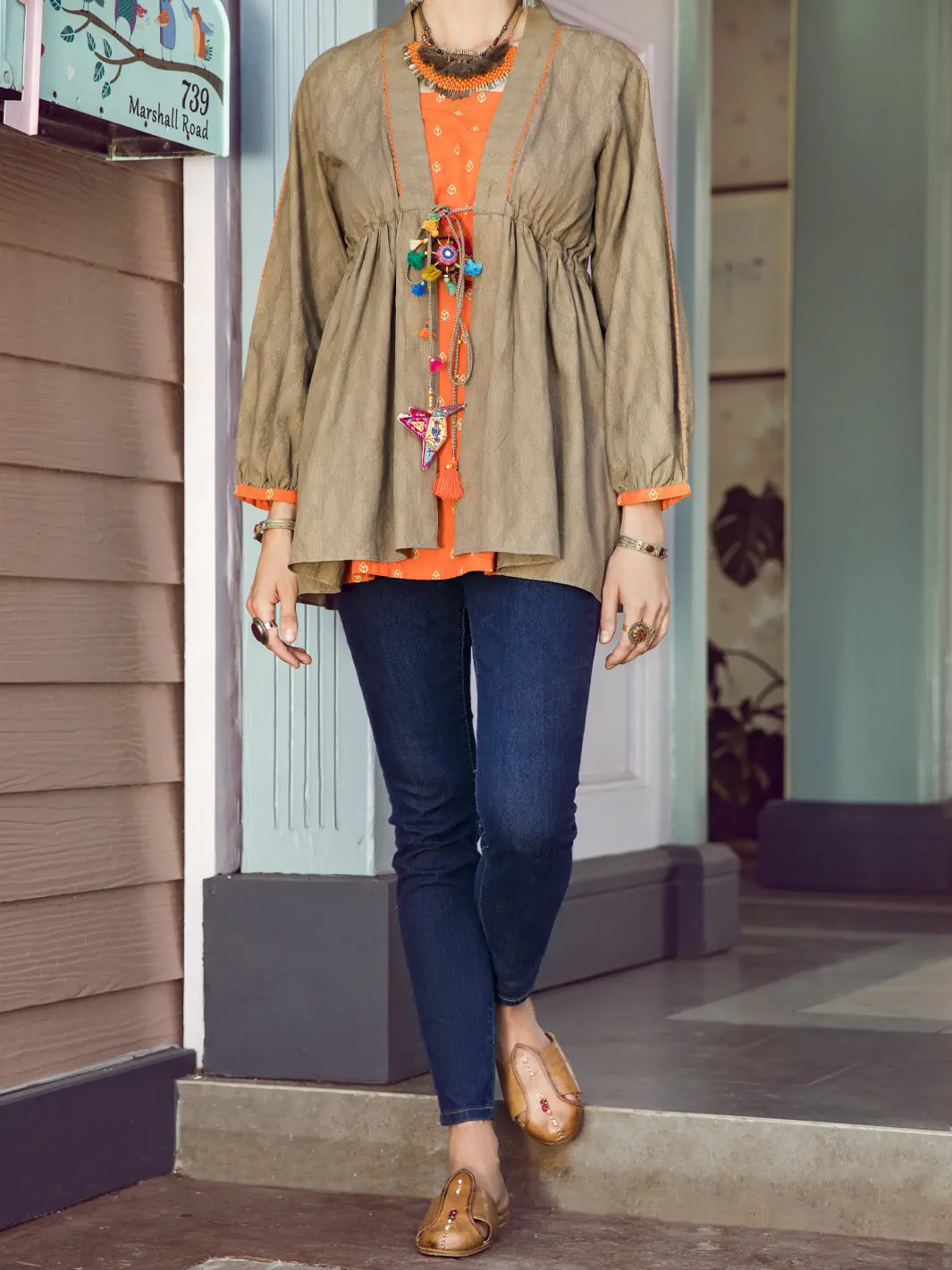 Army Green Dobby Tunic - Alp-Lk-1365 1