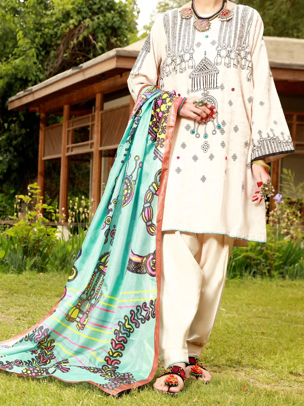 Beige Jacquard 3Pc Stitched - Alp-3Ps-1381 1