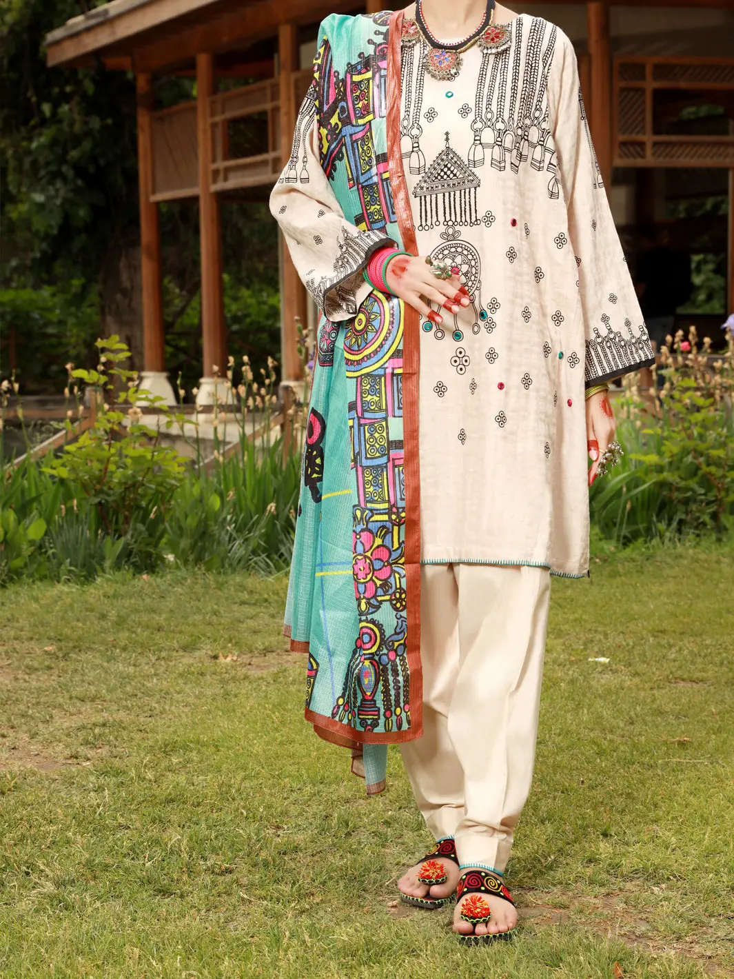 Beige Jacquard 3Pc Unstitched - Alp-3Ps-1381 1