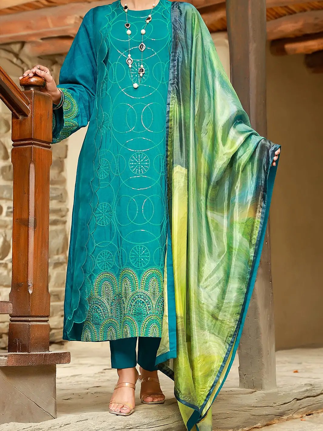 Sea Green 3Pc Stitched - Alp-3Ps-1405 1