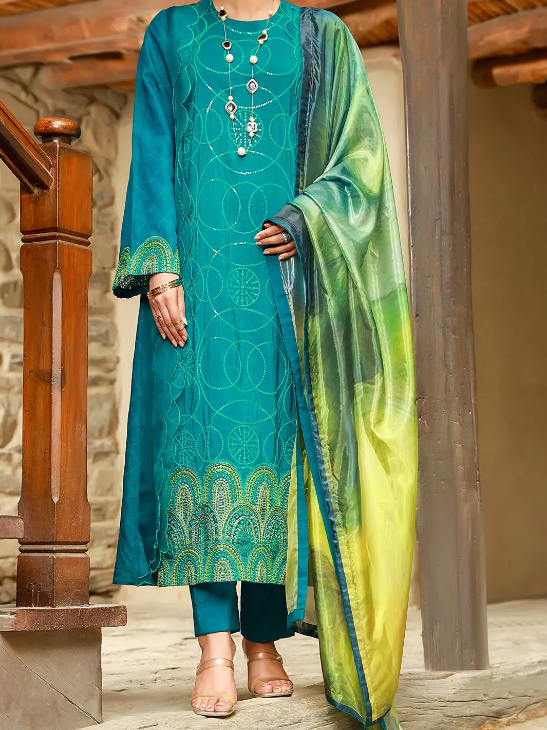 Sea Green 3Pc Unstitched - Alp-3Ps-1405 1