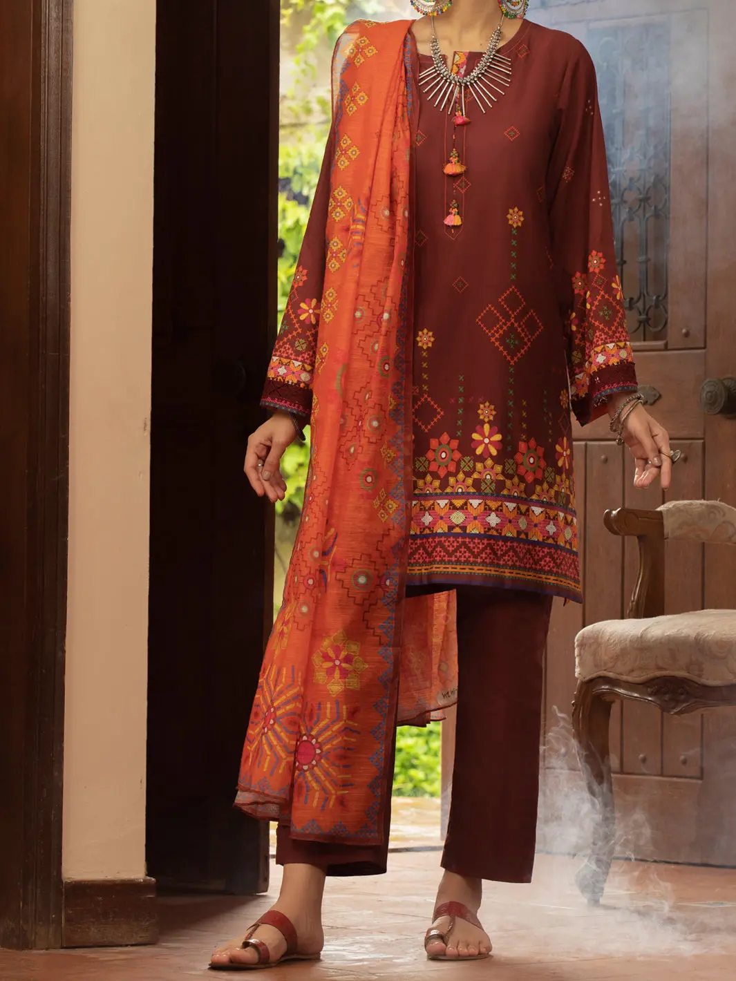 Maroon Cambric 3Pc Stitched - Alp-3Ps-1424 1
