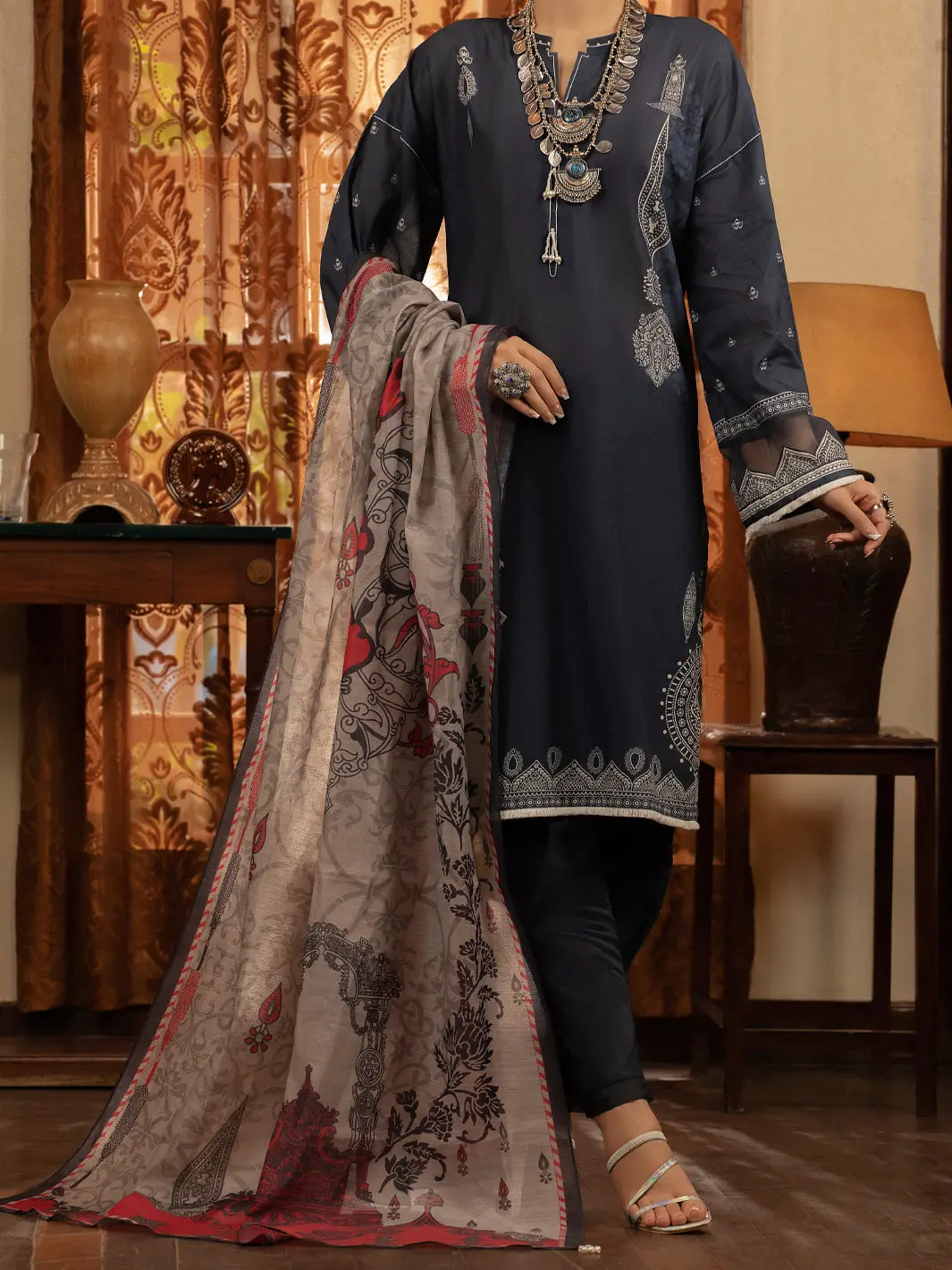 Blue Cambric 3Pc Stitched - Alp-3Ps-1425 1