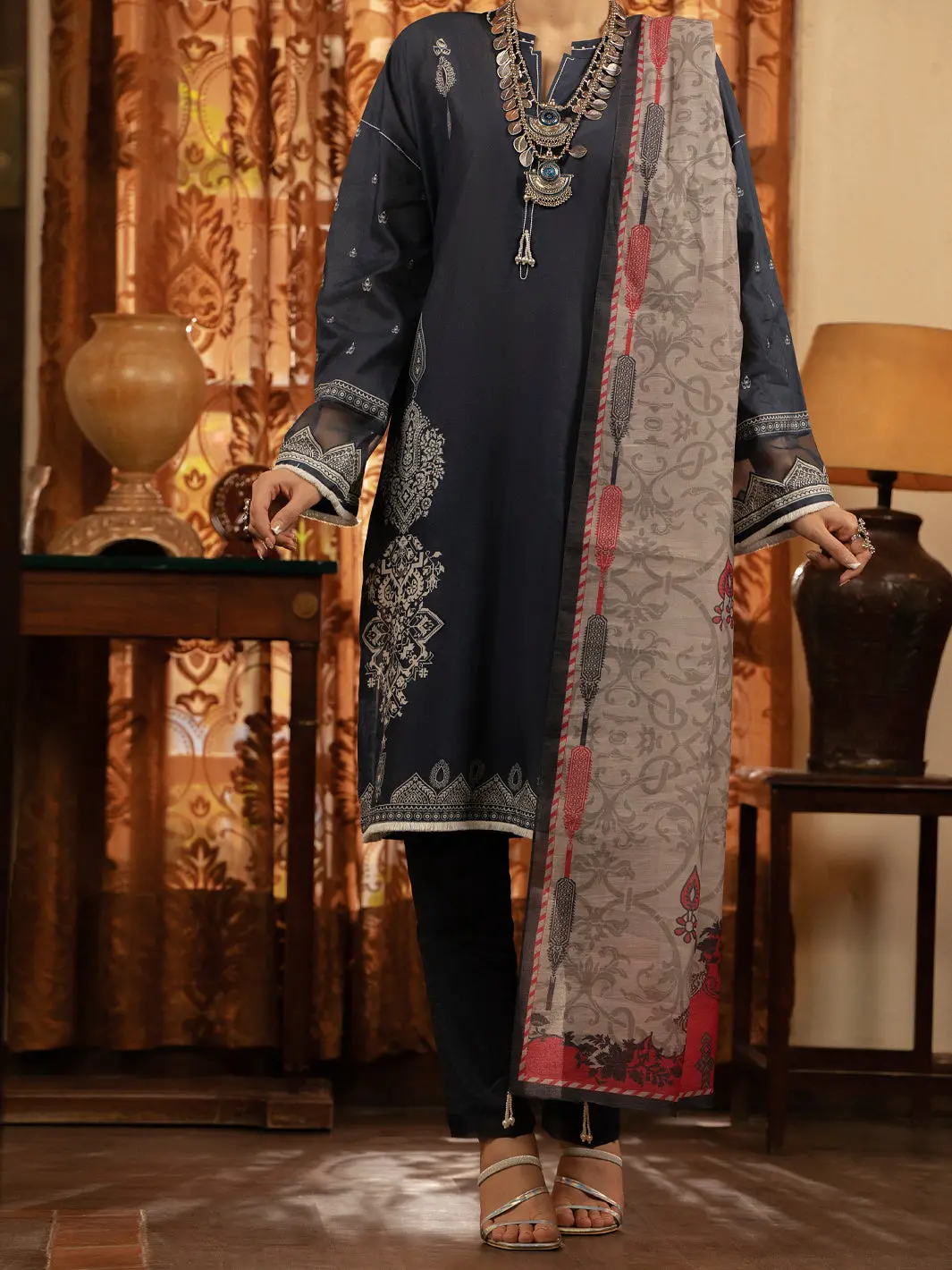 Blue Cambric 3Pc Unstitched - Alp-3Ps-1425 1