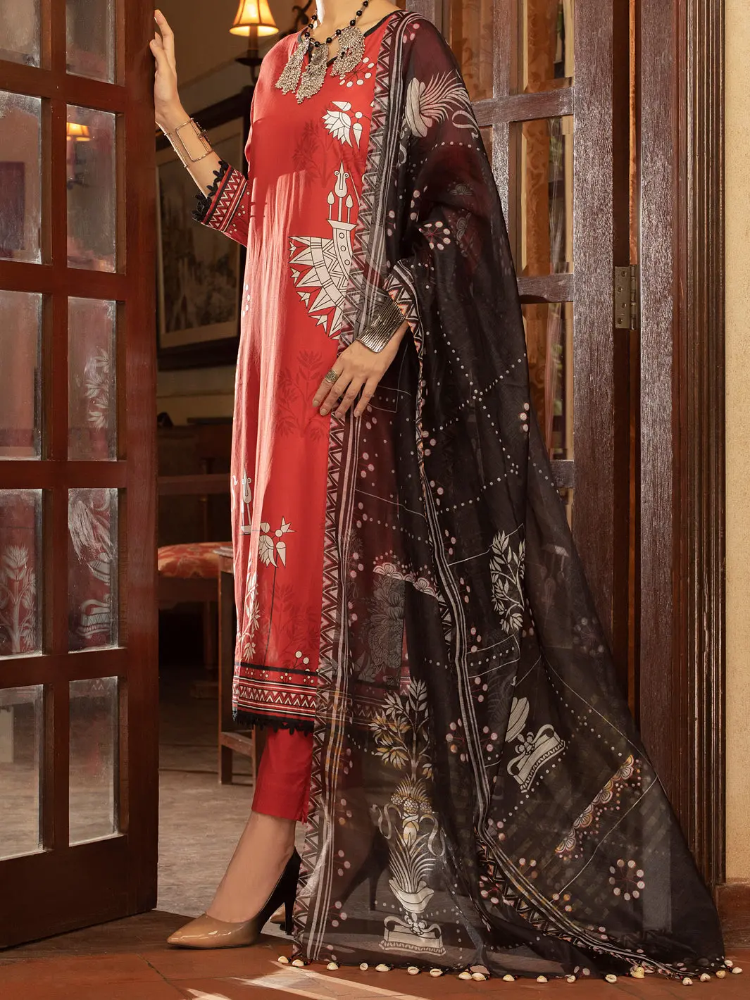 Red Cambric 3Pc Stitched - Alp-3Ps-1426 1