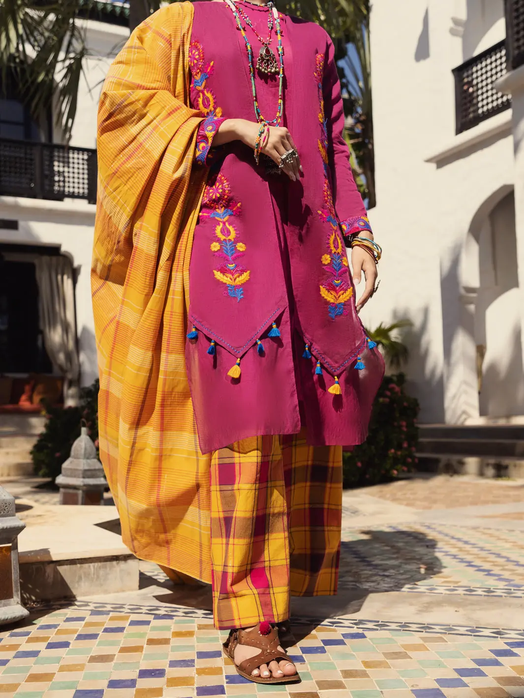 Magenta 3Pc Unstitched - Alp-3Ps-1442 1