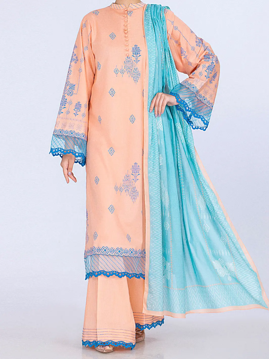 Peach Lawn 2Pc Unstitched - Alp-2Ps-1446B 1