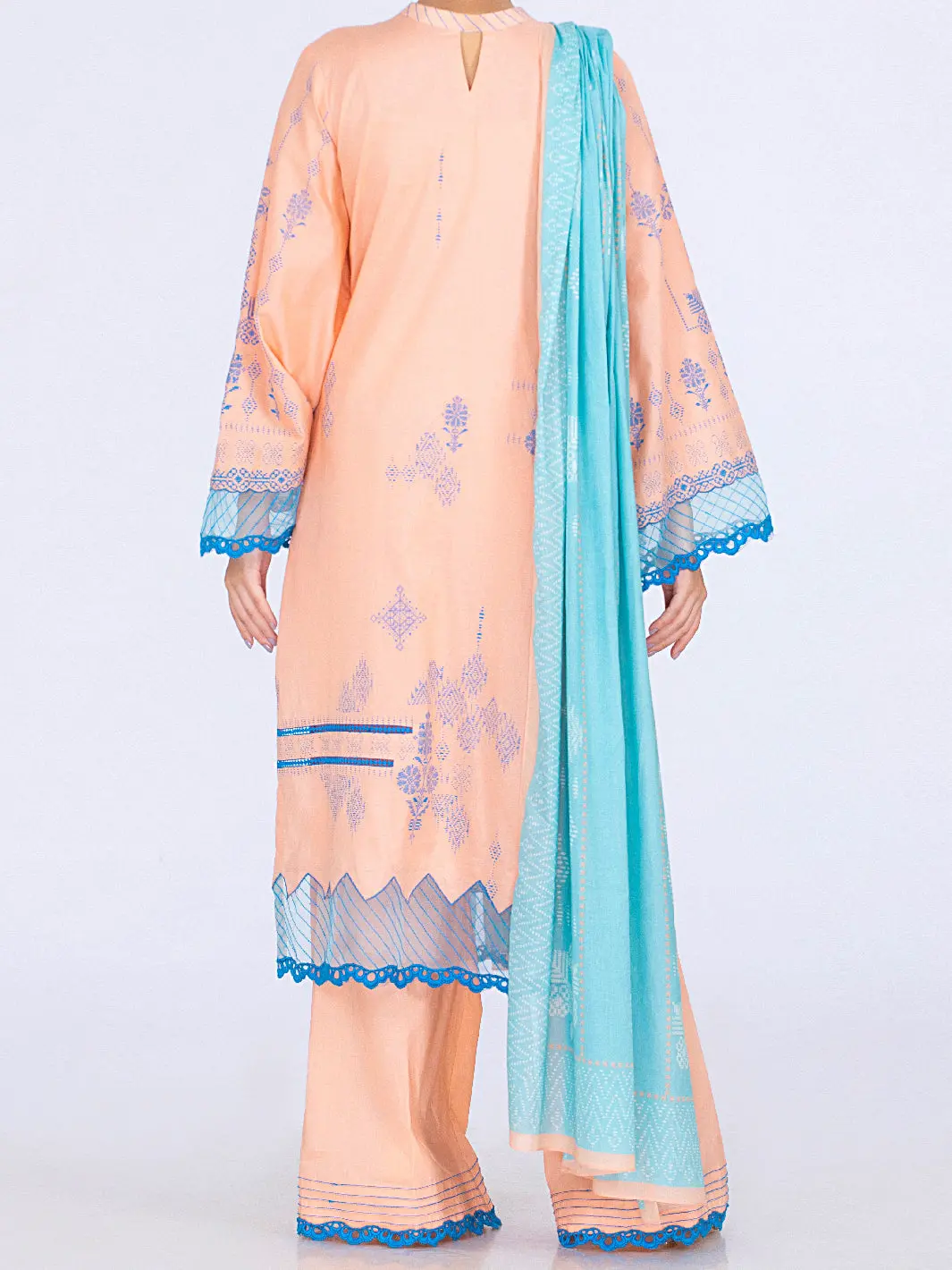 Peach Lawn 2Pc Unstitched - Alp-2Ps-1446B 2