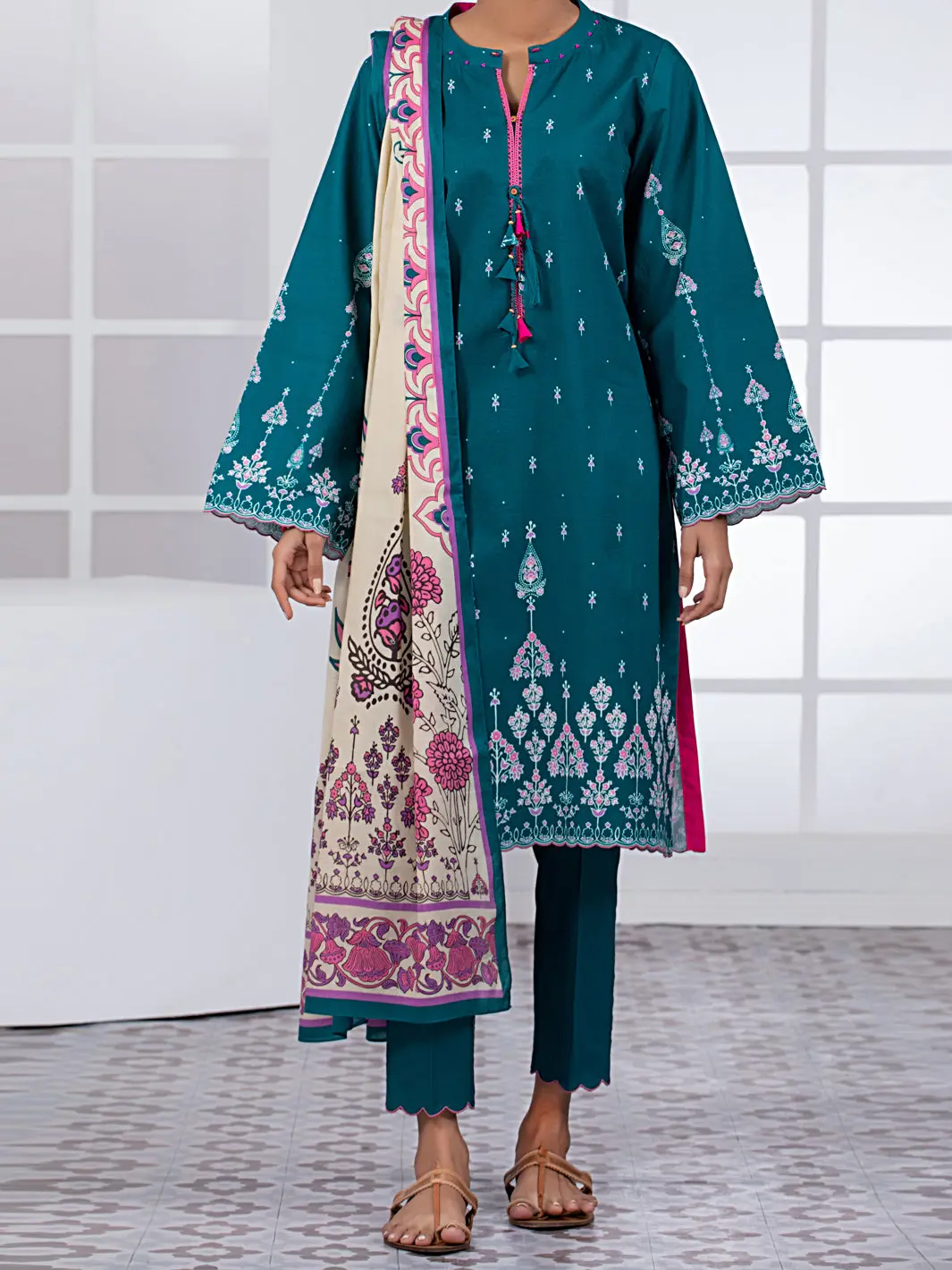 Teal Lawn 2Pc Unstitched - Alp-2Ps-1447A 1