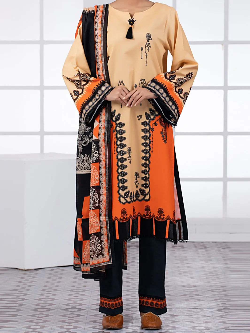 Beige Lawn 2Pc Unstitched - Alp-2Ps-1448A 1