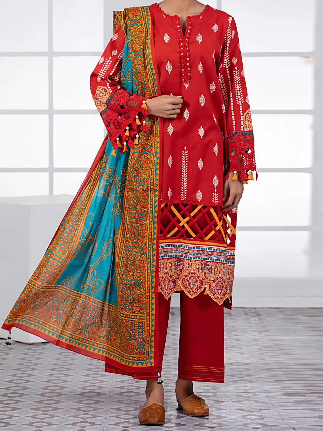Red Lawn 2Pc Unstitched - Alp-2Ps-1449A 1