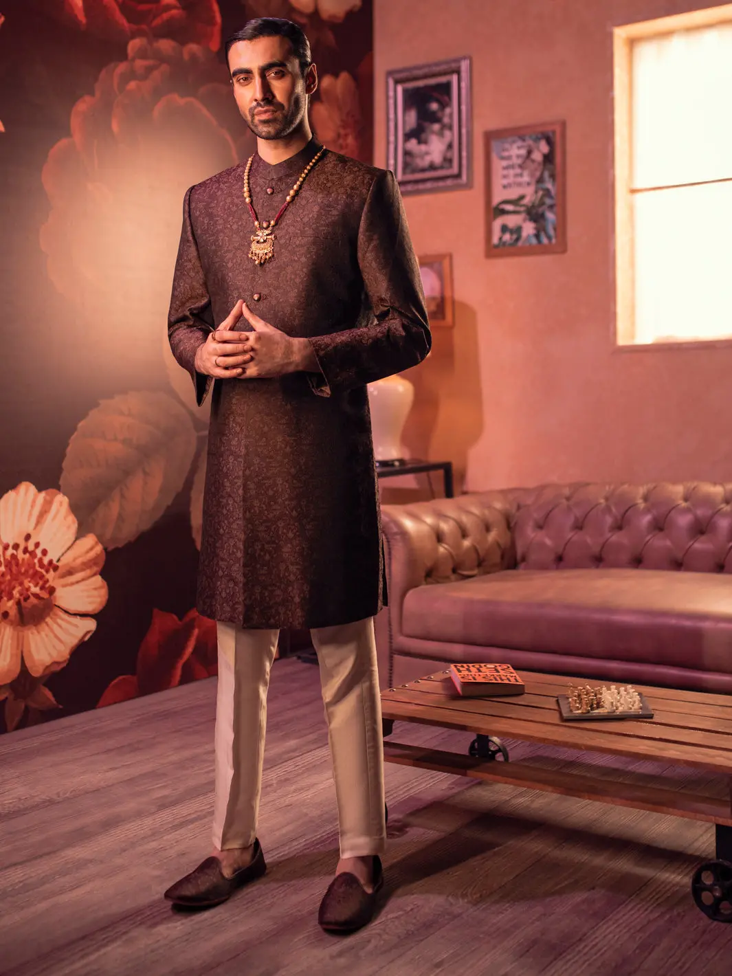 Maroon Blended Sherwani - Al-Sw-144 1