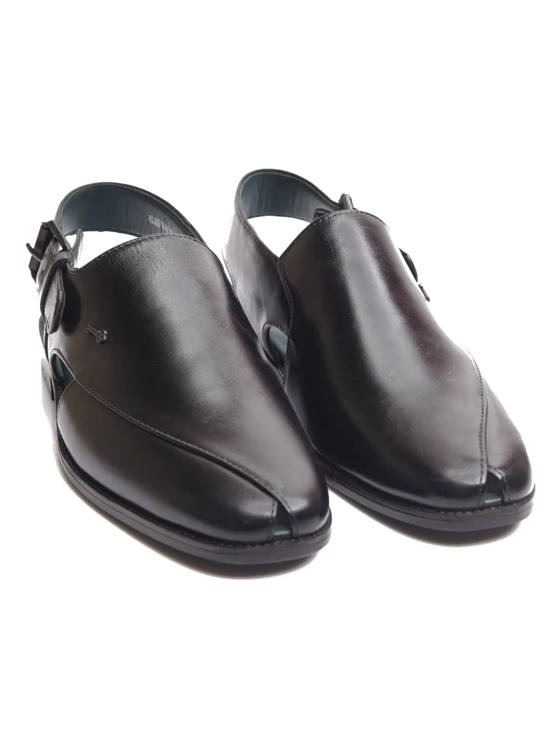 Black Leather Peshawari Chappal - Al-Mfw-Hc-147 1