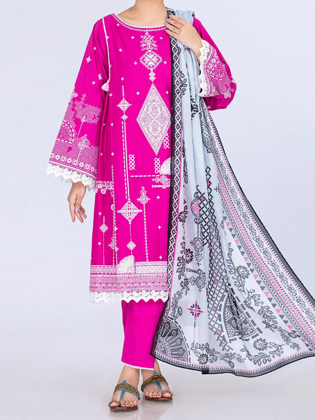 Fuchsia Lawn 3Pc Unstitched - Alp-3Ps-1493 1