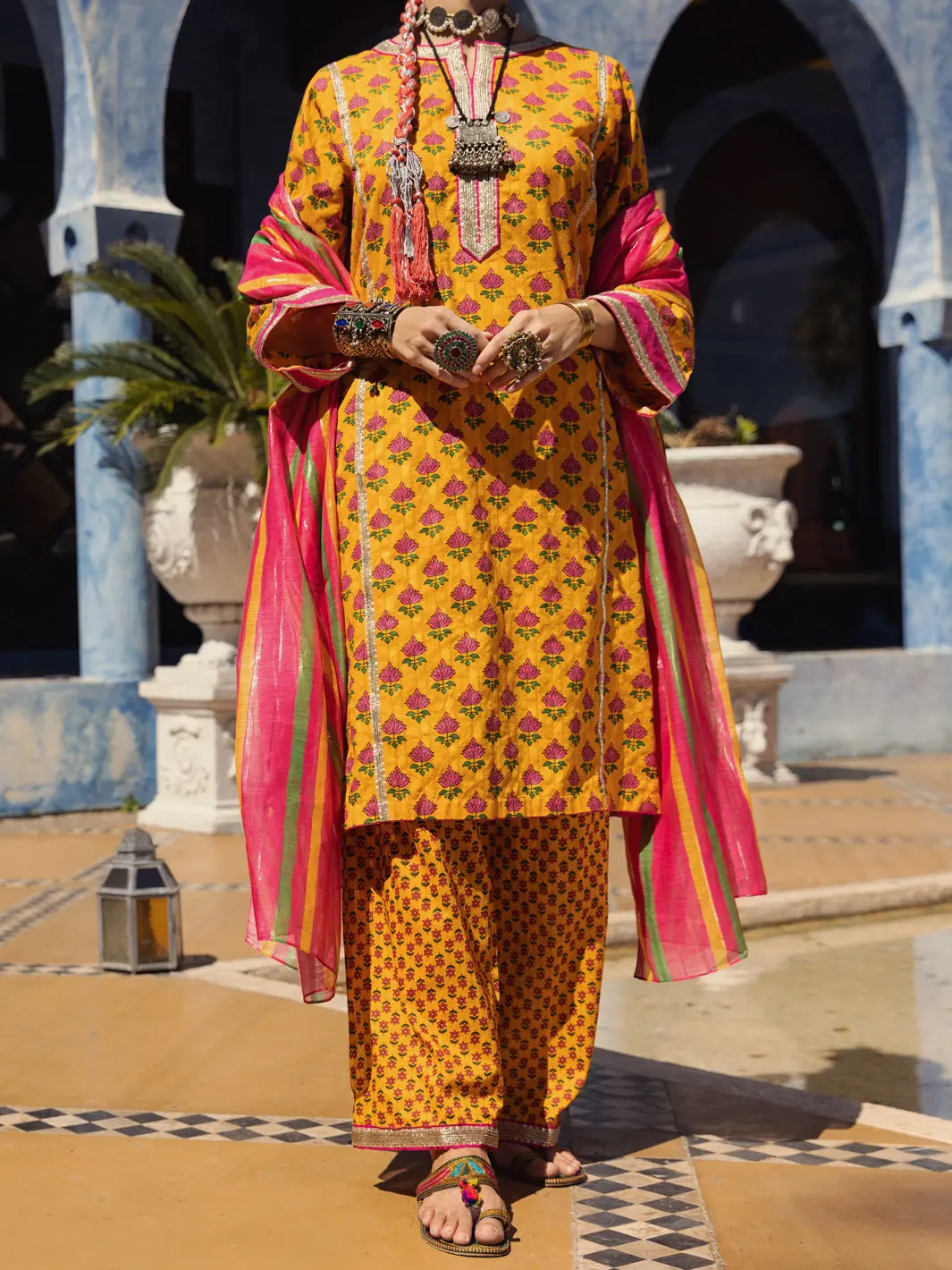 Mustard Jacquard 3Pc Unstitched - Alp-3Ps-1503 1