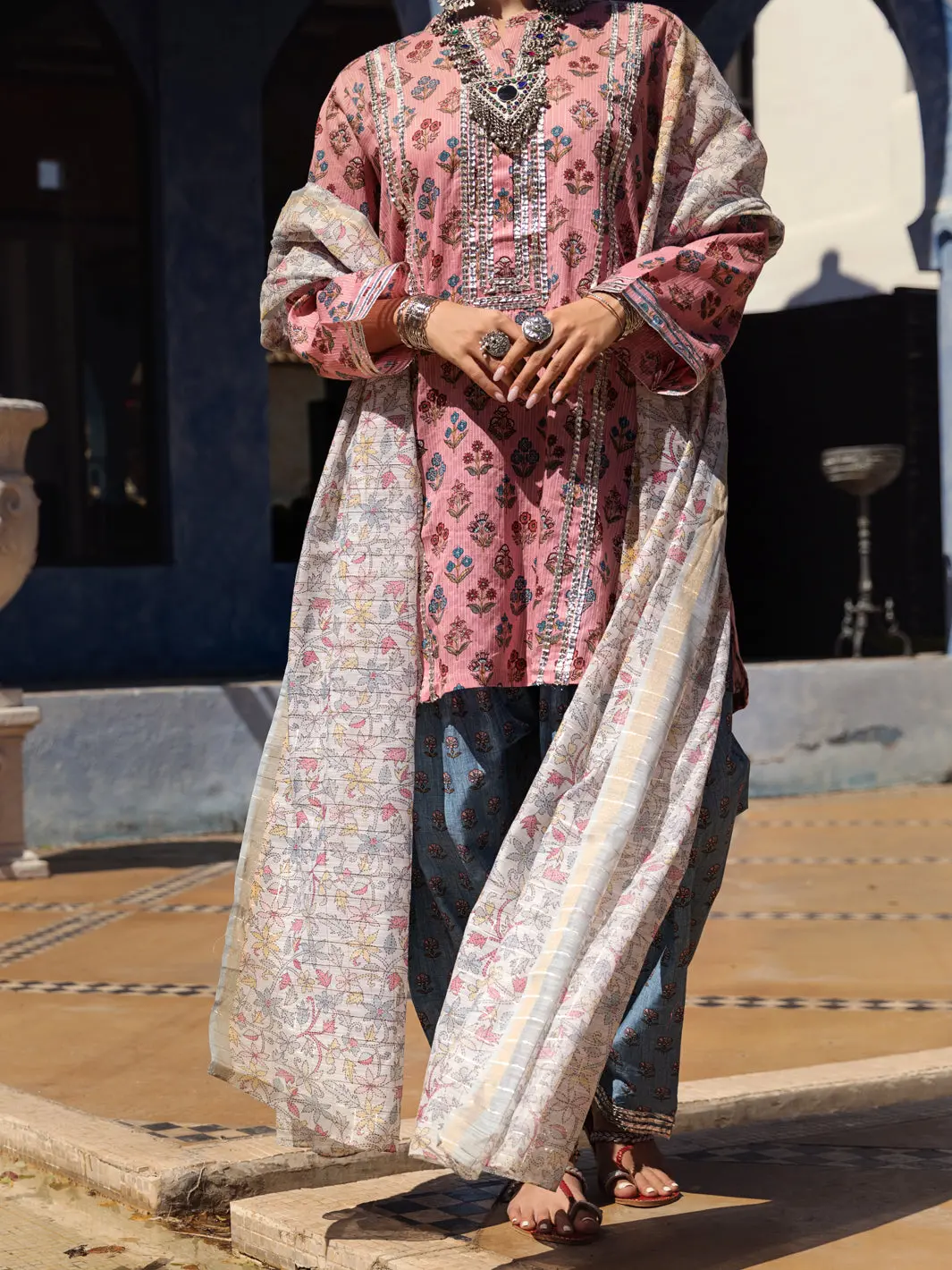 Peach Lino Kara 3Pc Unstitched - Alp-3Ps-1505 1