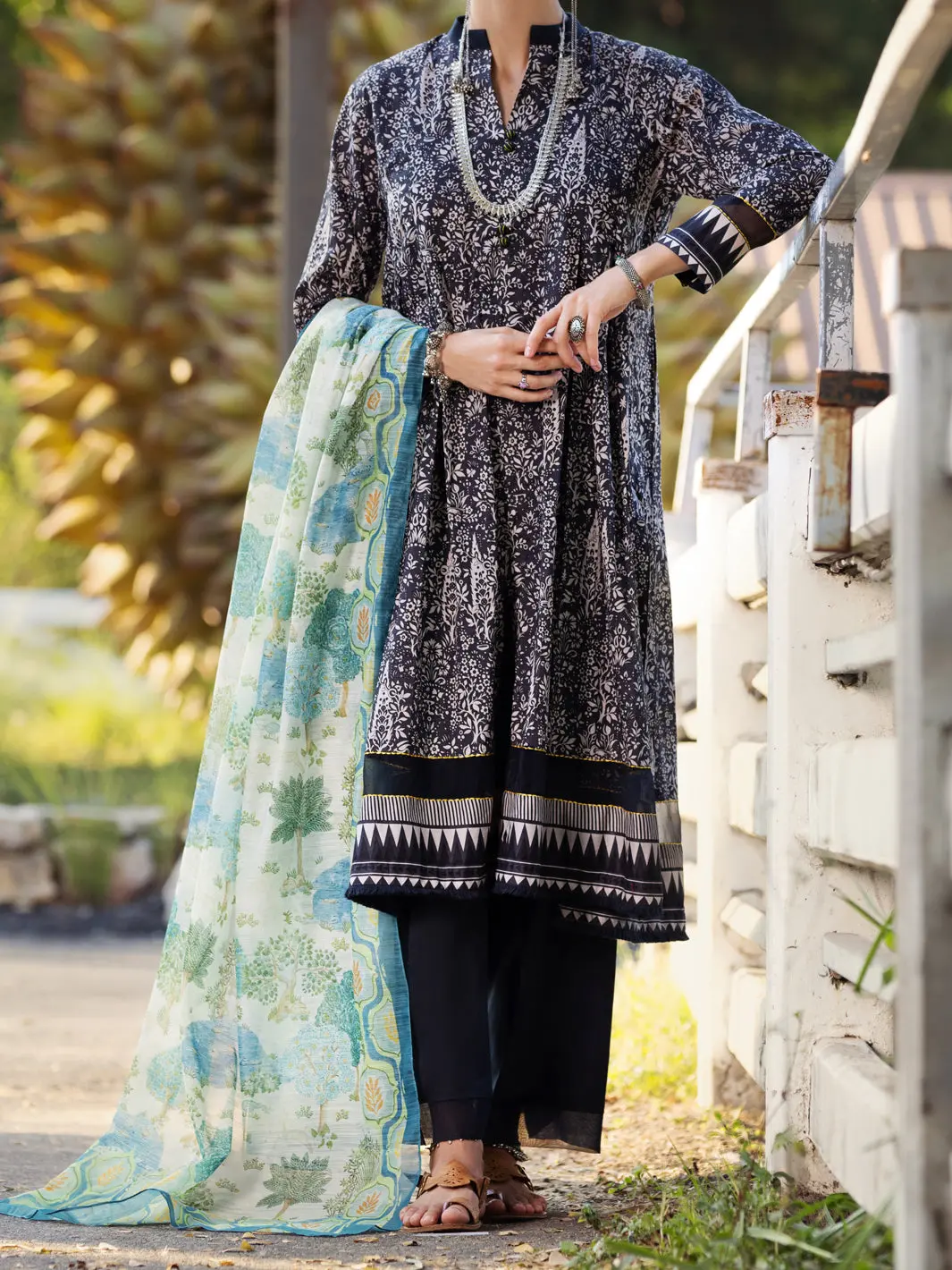 Black & Grey 3Pc Unstitched - Alp-3Ps-1507 1