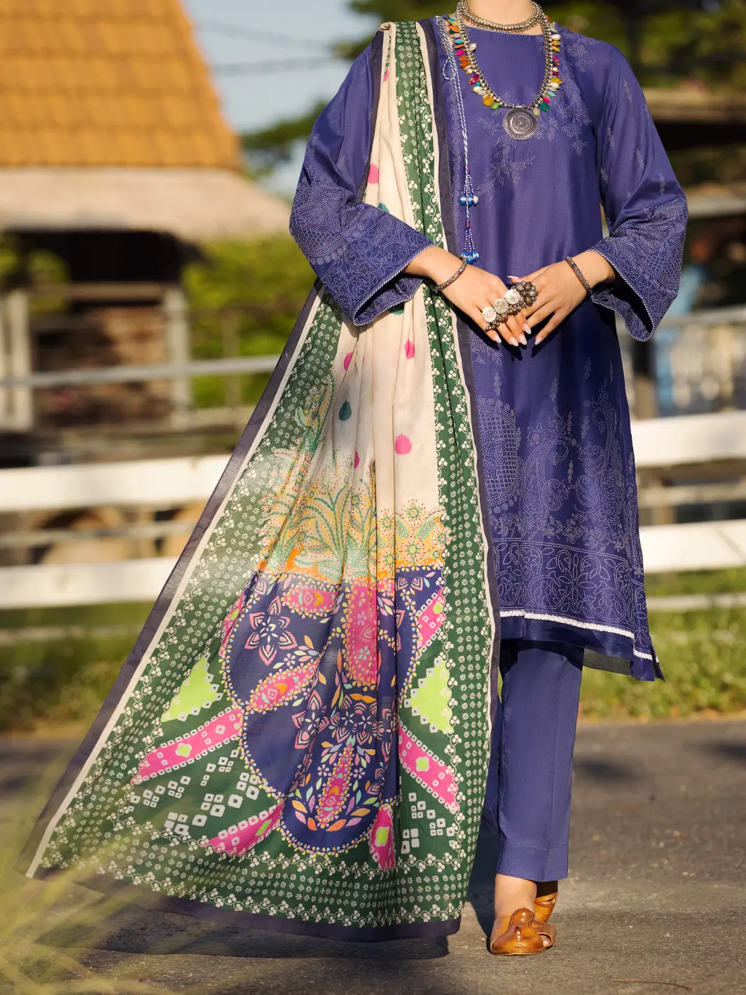 Navy Blue 3Pc Unstitched - Alp-3Ps-1511 1
