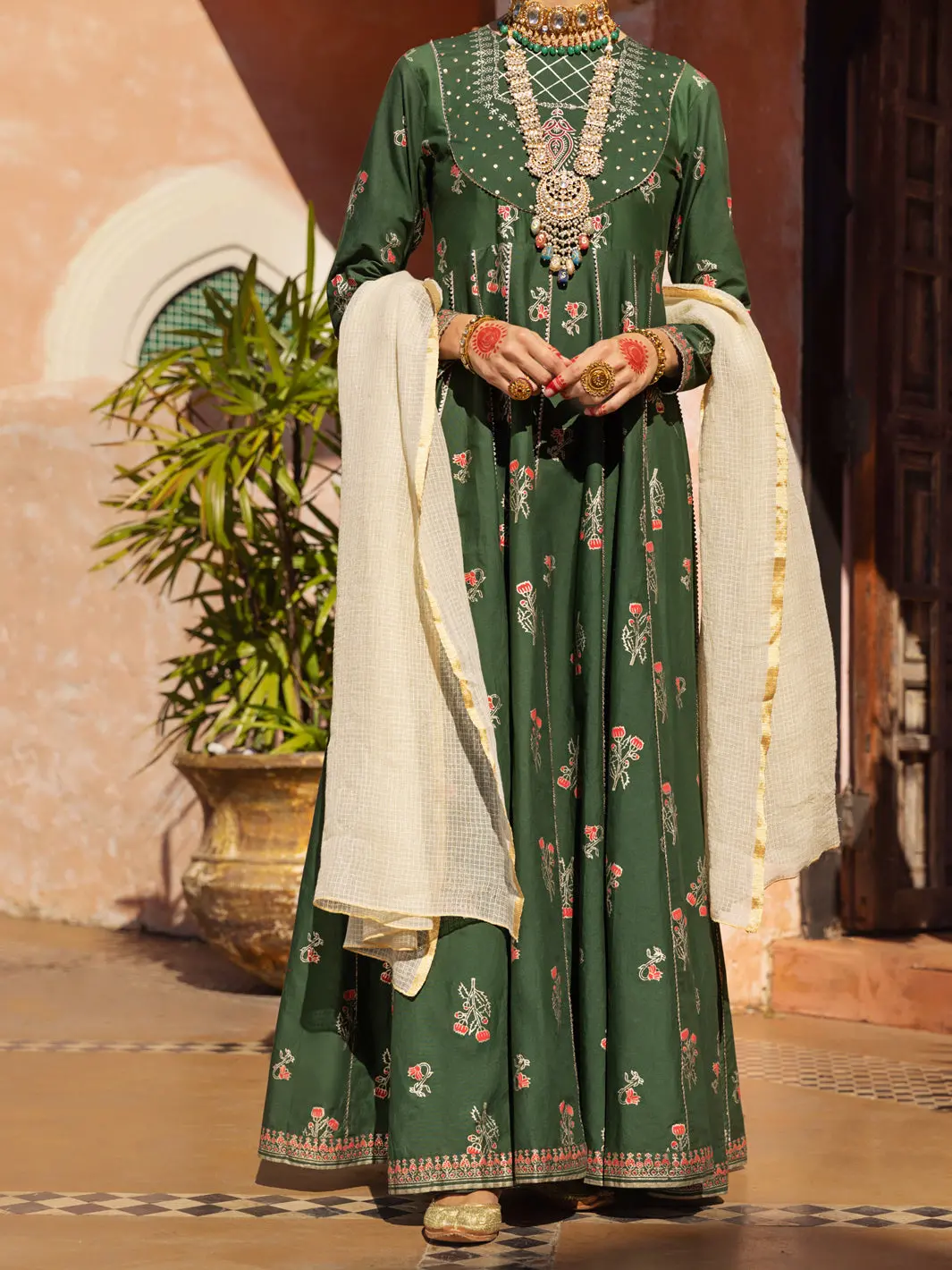 Dark Green 3Pc Unstitched - Alp-3Ps-1522 1
