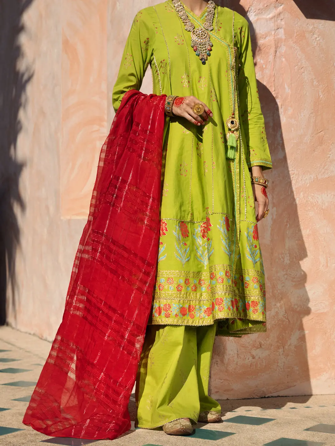Lime Green 3Pc Unstitched - Alp-3Ps-1525 1