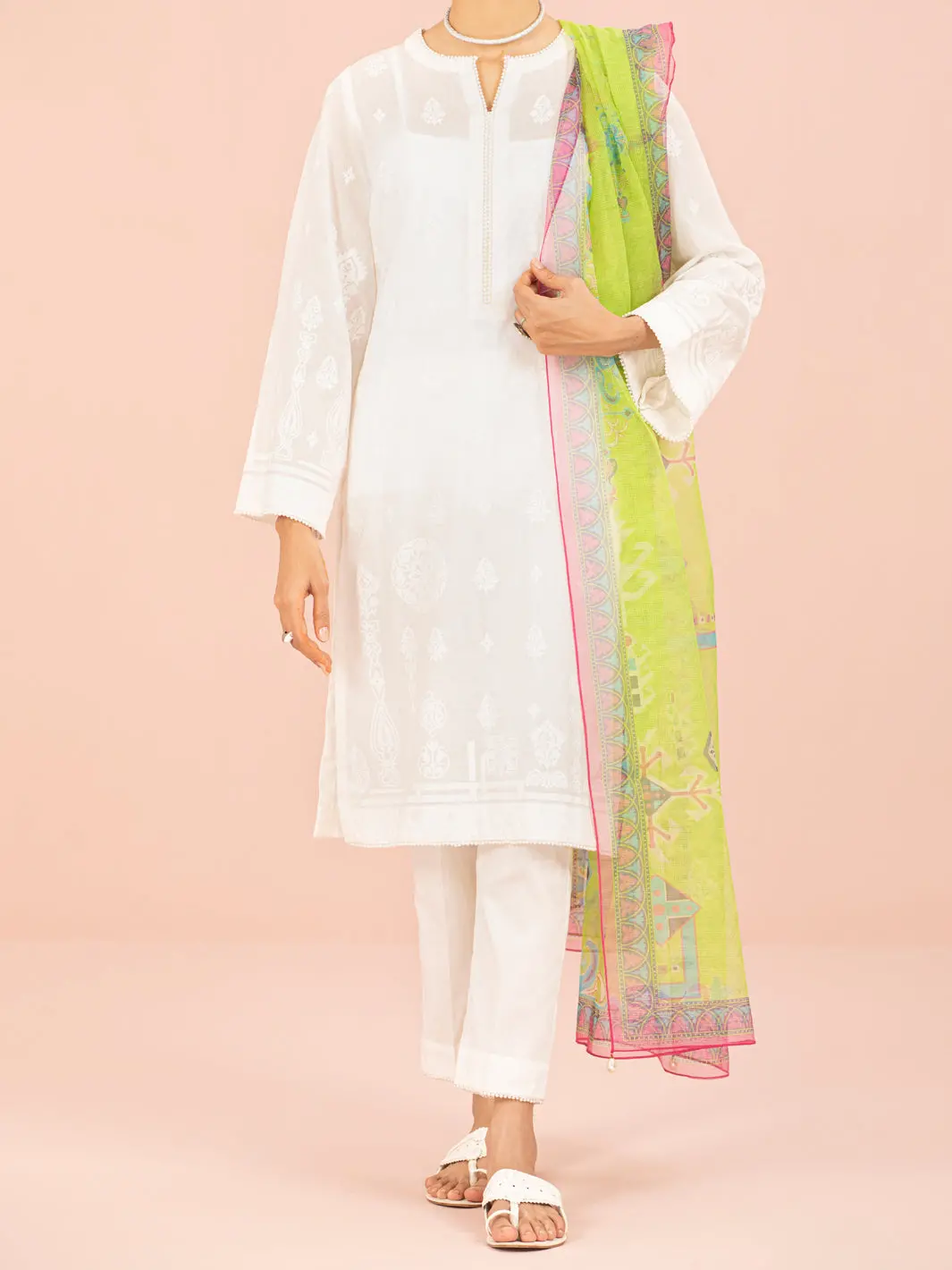 White 3Pc Unstitched - Alp-3Ps-1540 1