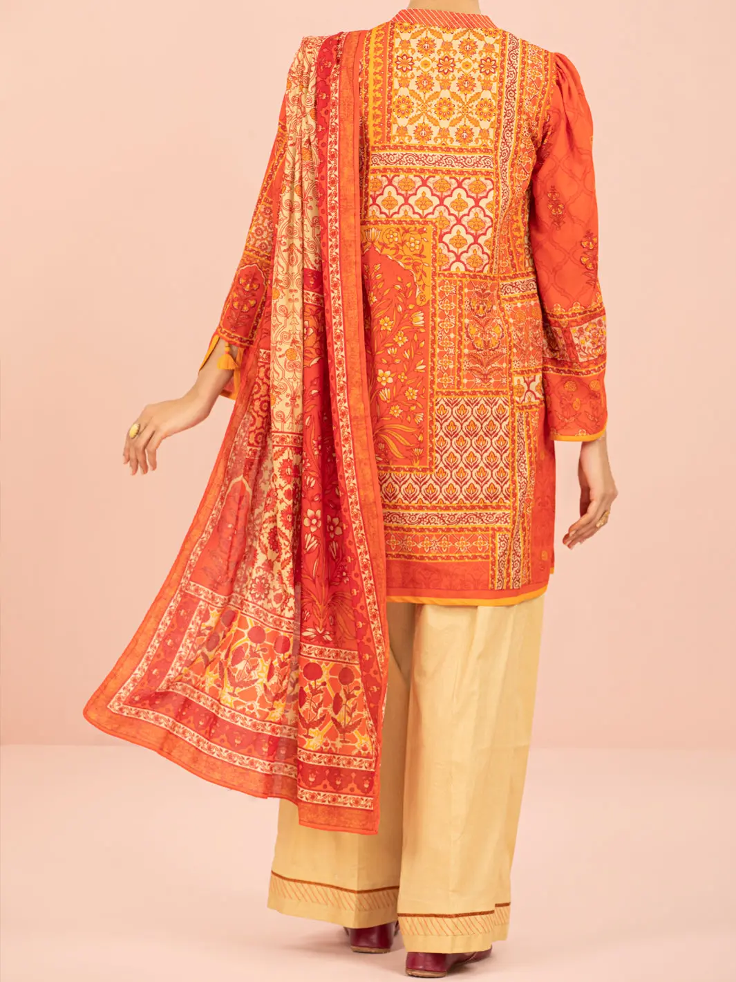 Orange Lawn 3Pc Unstitched - Alp-3Ps-1549 2