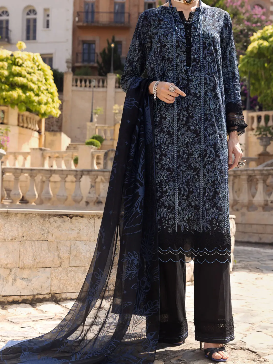 Blue & Black 3Pc Stitched - Alp-3Ps-1591 1
