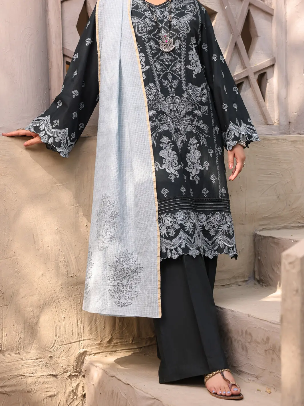 Black 3Pc Unstitched - Alp-3Ps-1631 1