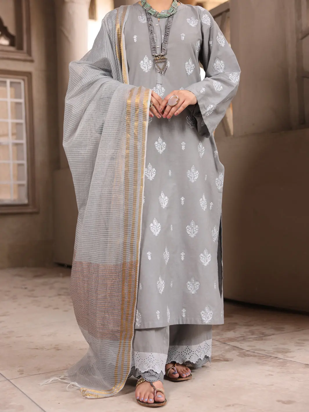 Grey 3Pc Stitched - Alp-3Ps-1636 1