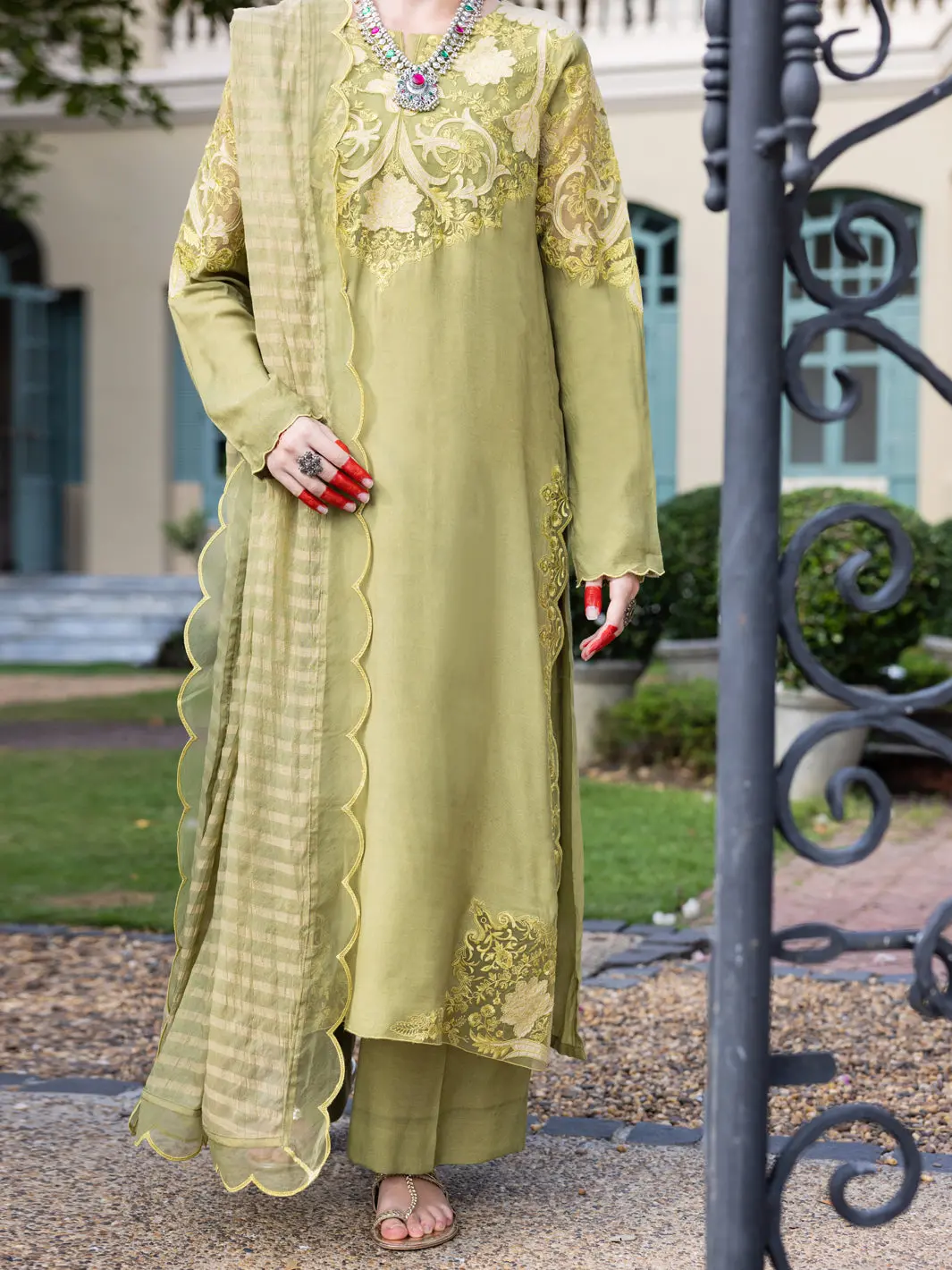 Pistachio Green Maple Silk 3Pc Stitched - Alp-3Ps-1656 1